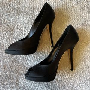 Vintage Dior Satin PeepToe Pumps